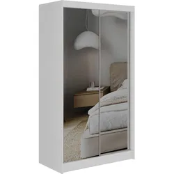 SCHWEBETÜRENSCHRANK 120 - DUBROWNIK - Weiß mit Spiegel