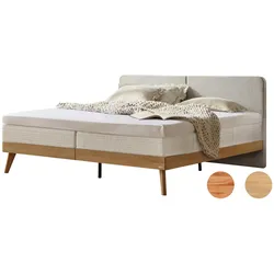 Hasena »Candela« Boxspringbett 180x200 cm / Wildbuche natur, geölt / Pepe grey / fest