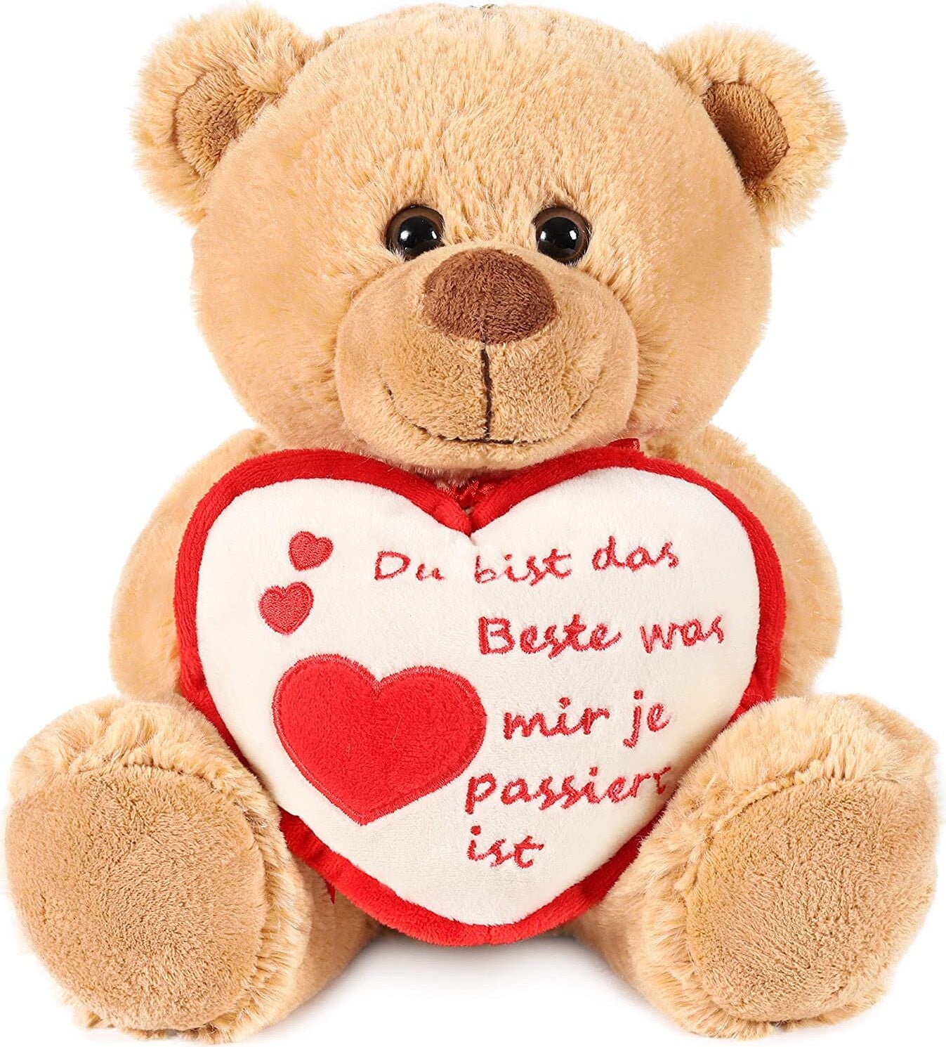 Brubaker Teddybeer met hart, rood/beige, 25 cm