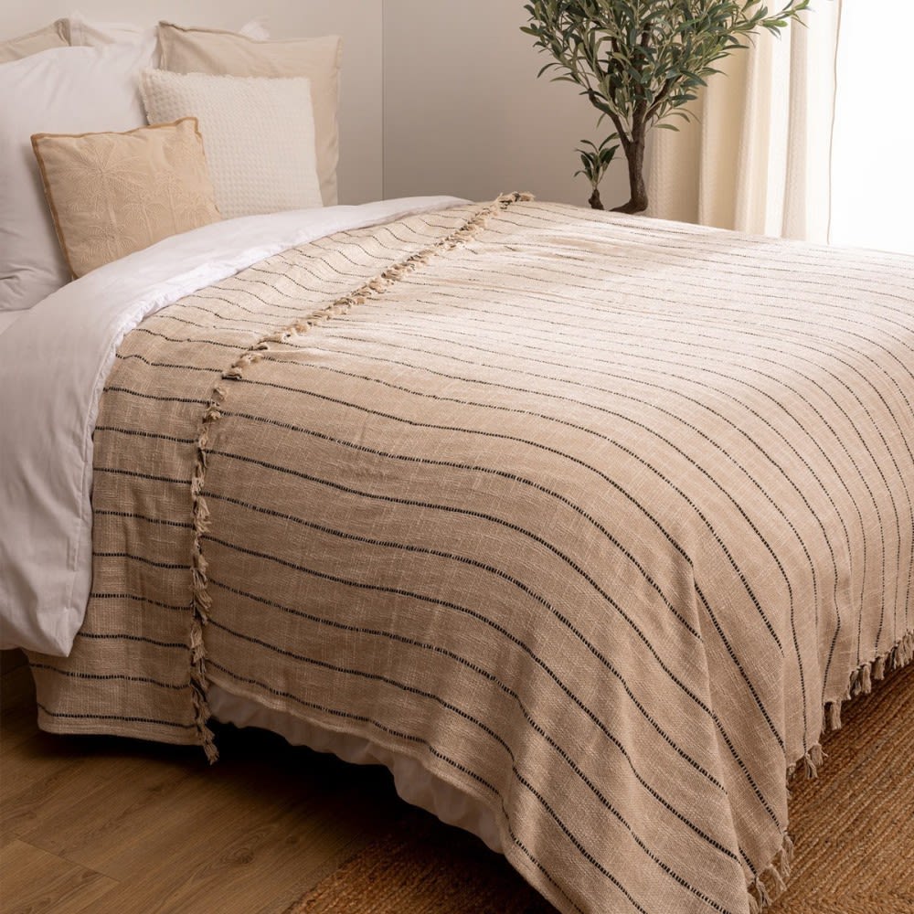 Decoratie Couvre lit [ ]coton[ ]beige[ ]240x260 Beige 260x1x240cm