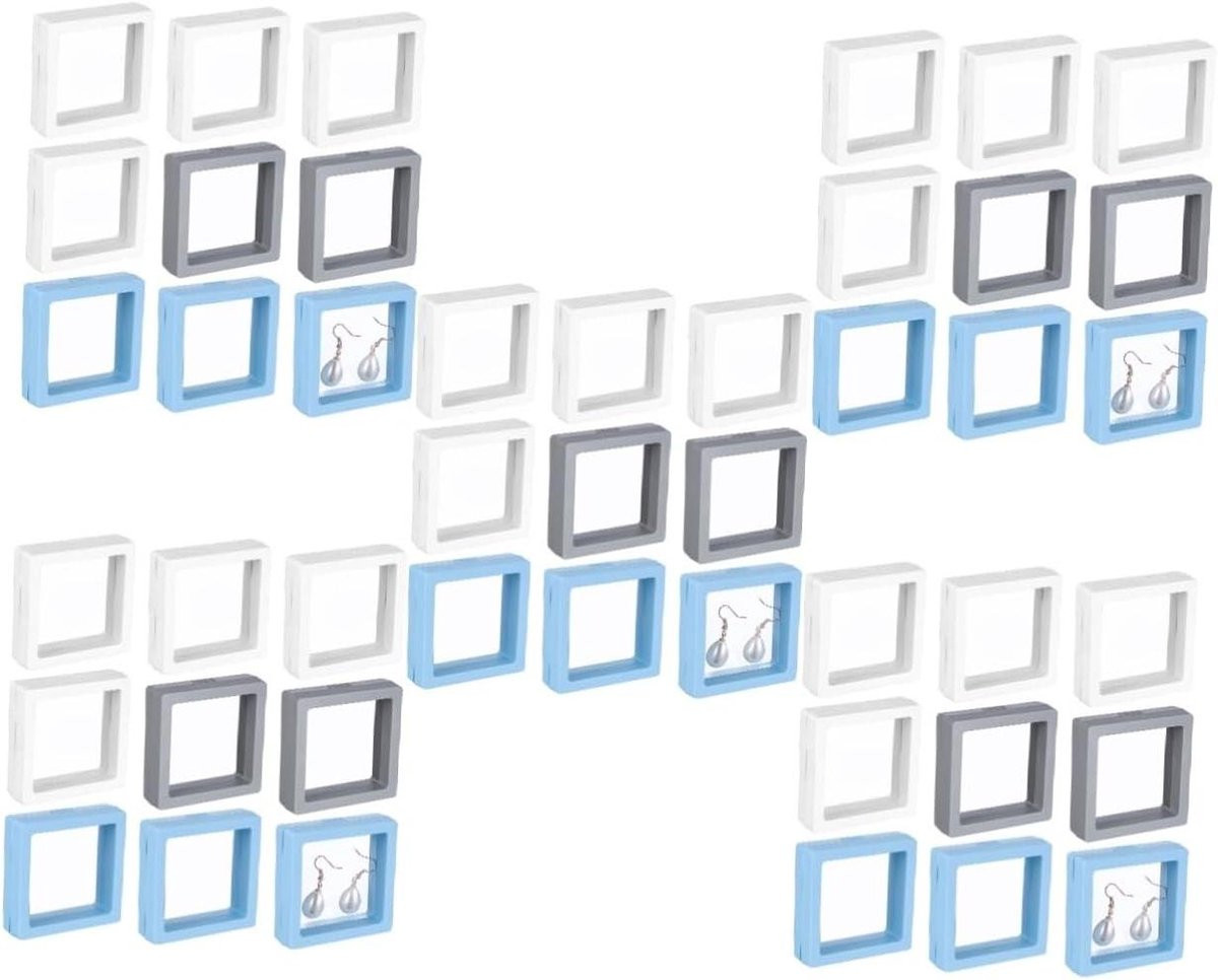 Zwevende vitrine display frames voor het presenteren van sieraden, 3D ophangframe, 68 x 68 cm