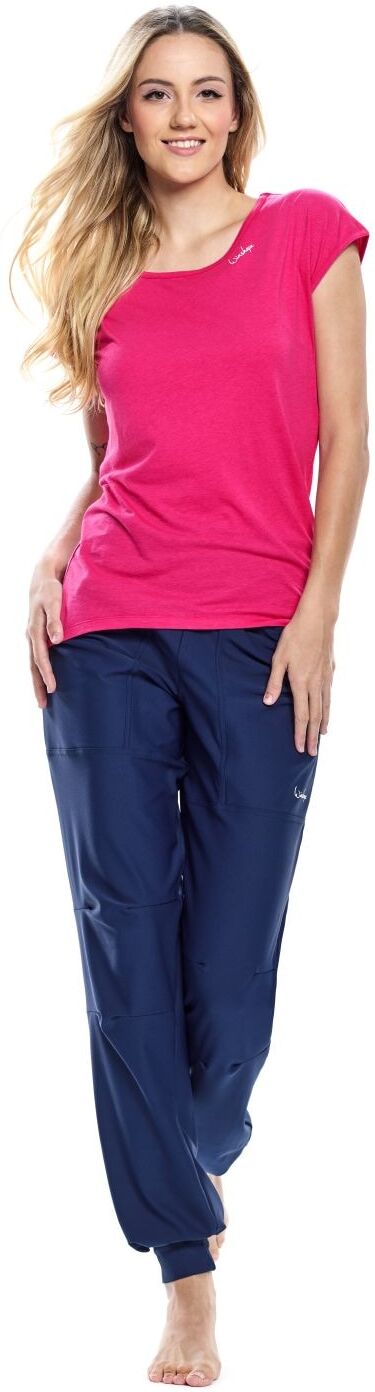 Sporthose WINSHAPE "Functional Comfort Leisure Time Trousers LEI101C", Damen, Gr. S, Normalgrössen, blau (dunkelblau), 85% Polyester, 15% Elasthan, Hosen Sporthose, High Waist dunkelblau S, Normalgrössen