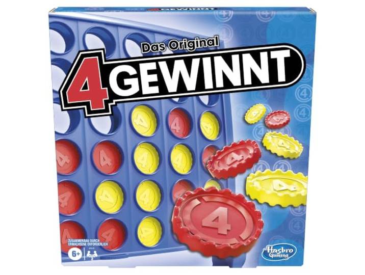 Hasbro Gaming Hasbro 4 winnen, strategiespel voor 2 spelers, 4 wint rasterwand, 4 in één rij, spel voor kinderen vanaf 6 jaar