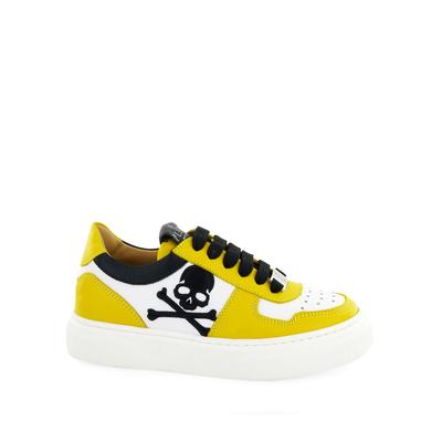 Sneaker PHILIPP PLEIN "Skull", Jungen, Gr. 28, Normalschaft, gelb (0901, gelb, weiß), Schuhe Sneaker