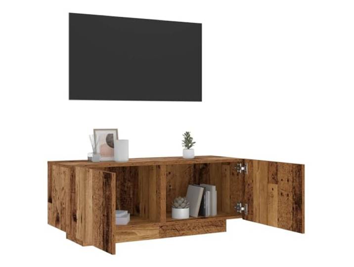 HEFZGDB TV-Schrank Altholz-Optik 100x35x40 cm Holzwerkstoff mit Zwei Schränken, Stauraum Fächer, praktisches Design für Wohnraum, Medienregal Aufbewahrung