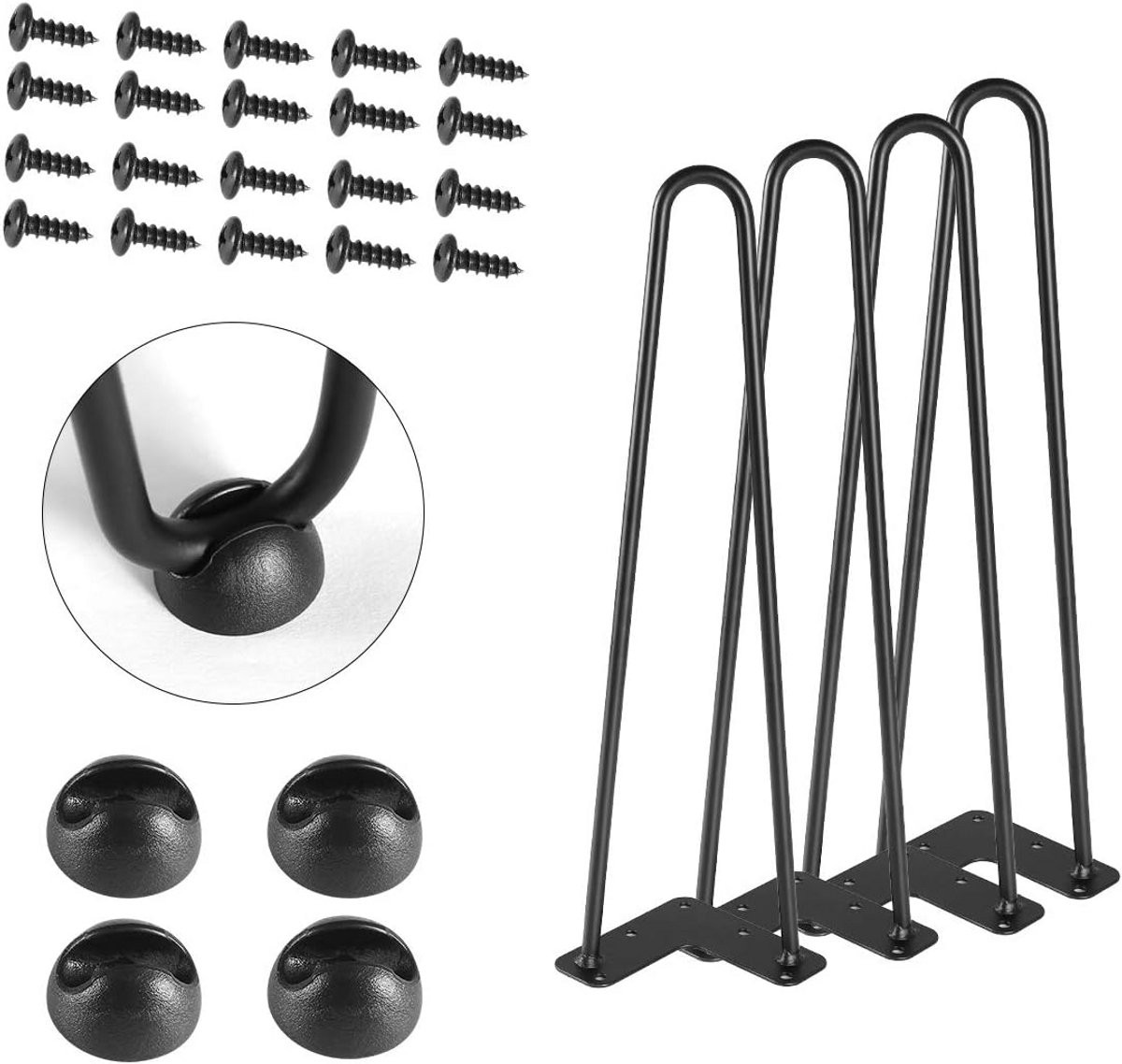 Set van 4 Haarspeld Tafelpoten - Zwart - 40,64 cm