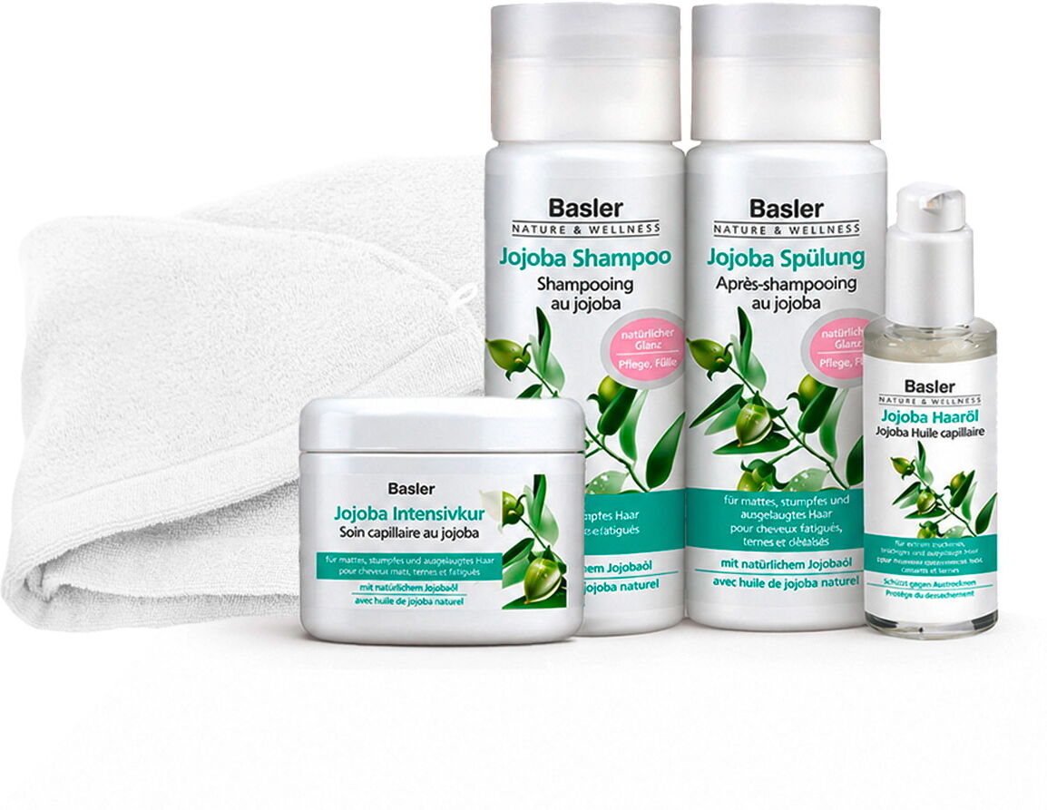 basler Jojoba Hair Set (Shampoo 200ml + Conditioner 200ml + Maske 125ml + Haaröl 50ml + Haarturban)