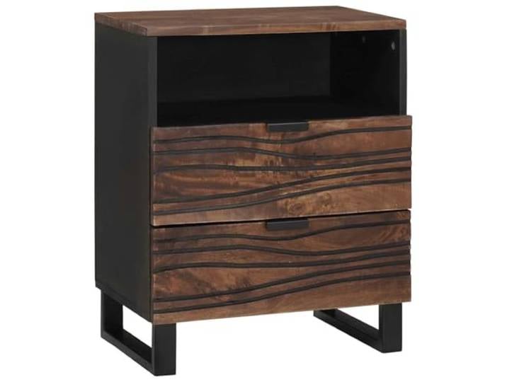 fsahslih Nachttisch Walnuss 50x33x62 cm Nachtschrank mit 2 Schubladen Rustikaler Beistelltisch fürs Schlafzimmer mit 2 Schubladen und 1 offenen Fach für praktische Nutzung.