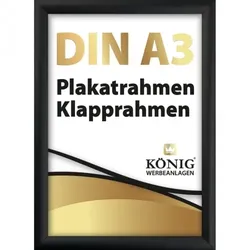 Dreifke® Plakatrahmen DIN A3 | 25mm Alu Profil, eckig | schwarz | Alu Klapprahmen Wechselrahmen Posterrahmen Rahmen | Dreifke®