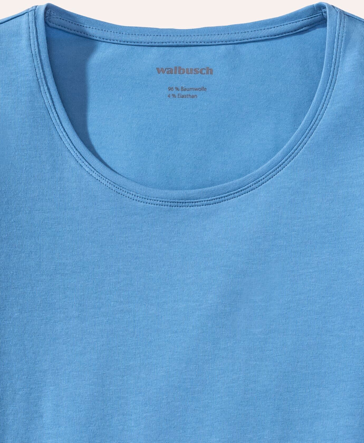 Walbusch Baumwoll-Basic-Shirt Langarm, normale Größen, Farbe Blau, 38, tolles Basic-Shirt angenehme Baumwollmischung Damen