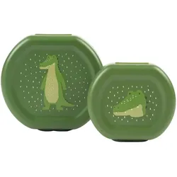 Trixie Baby, Kindergeschirr + Kinderbesteck, Snackbox mit Klickverschluss 2er Set Alligator