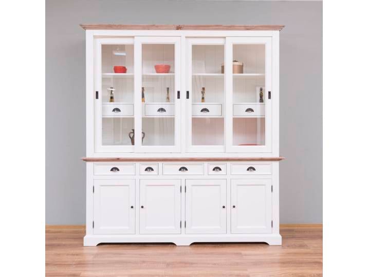Landhaus-Buffetschrank altweiß, tiefgebürstet, Schiebetüren