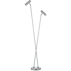 Hell LED-Stehlampe Tom Pro Alu, Eisen, Stahl & Metall Silber Nickel matt / Chrom