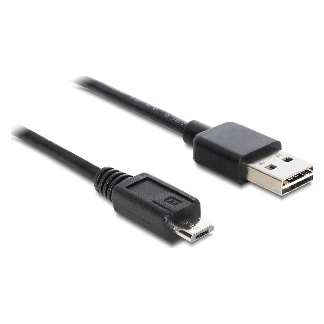 Delock USB2.0-Kabel Easy A-MicroB: 0.5m, schwarz (0.50 m, USB 2.0) (85156)