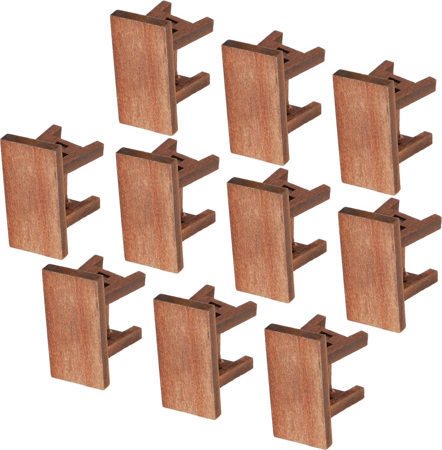 10 stuks Gistuch miniatuur voetenbankjes voor poppenhuizen in retro-stijl van hout
