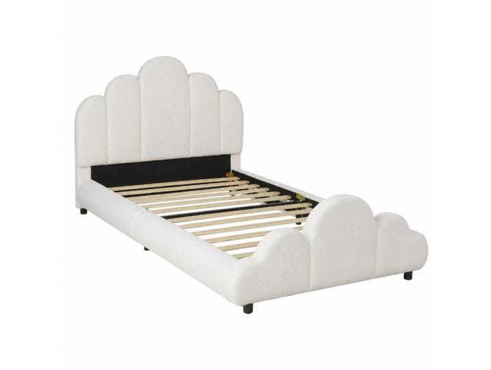 Lit rembourré enfant en pin beige 90x200 cm