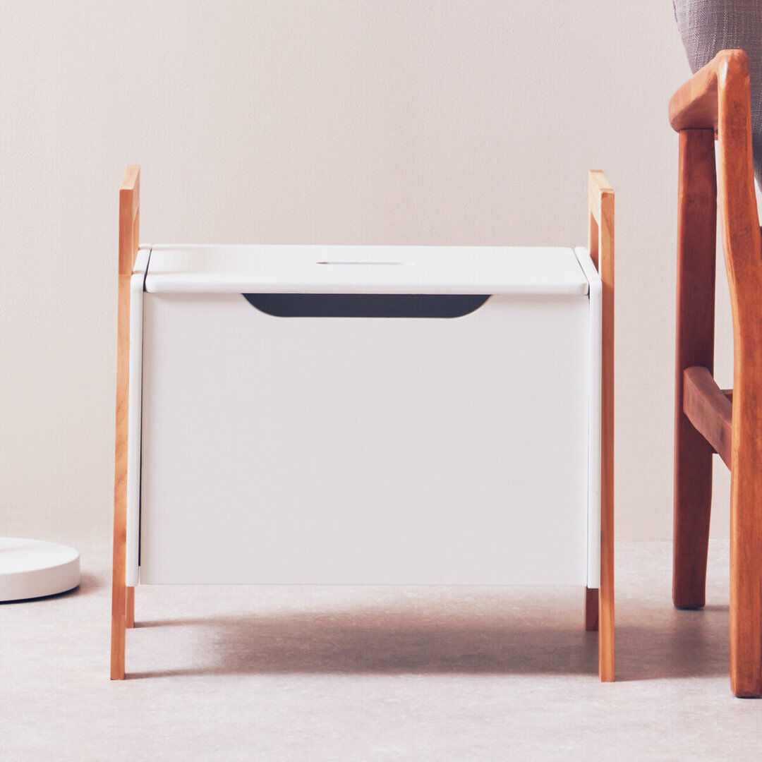 17 Stories Boði Solid Wood Decorative Bin White/Natural