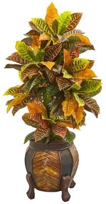 Nearly Natural "44"" Croton Artificial Plant in Decorative Planter(Real Touch)"