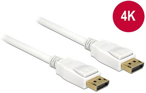 Delock DisplayPort Anschlusskabel DisplayPort Stecker 5m Weiß 84879 vergoldete Steckkontakte, dreifach geschirmt, 4K UHD