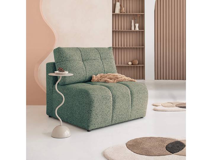 Fauteuil / élément central Turquoise/Beige/Turquoise Tissu structuré Purna 96 x 94 x 96cm