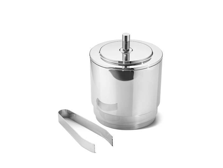 Georg Jensen Manhattan Eiseimer mit Zange Edelstahl