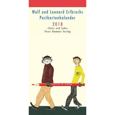 Wolf und Leonard Erlbruchs Postkartenkalender 2018