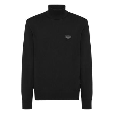 Rollkragenpullover PHILIPP PLEIN "Love", Herren, Gr. S, schwarz (02, schwarz), Obermaterial: 80% Baumwolle, 20% Wolle, Pullover Rollkragenpullover