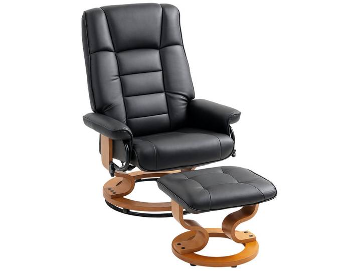 Homcom Liegestuhl-Set 2er Set Kunstleder Holz Grau, Dunkelgrau, Füllung: Schaumstoff,Schaumstoff, 85x104x76 cm, Wohnzimmer, Sessel, Relaxsessel