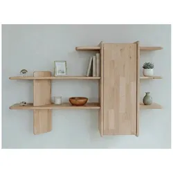 Wandregal Wohnzimmerregal aus Eiche Massivholz im Skandi Design