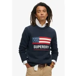 Superdry für Herren. M6110637A Vintage Athletic Marineblauer Pullover (M), Lässig, Baumwolle