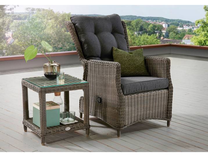 Gartenlounge-Set DESTINY CASA MERANO , grau (vintage grau, anthrazit), Obermaterial: 100% Polyester. Füllung: 100% Polyurethan, Sitzmöbel-Sets, Gartenlounge-Set, Aluminium, Polyrattan