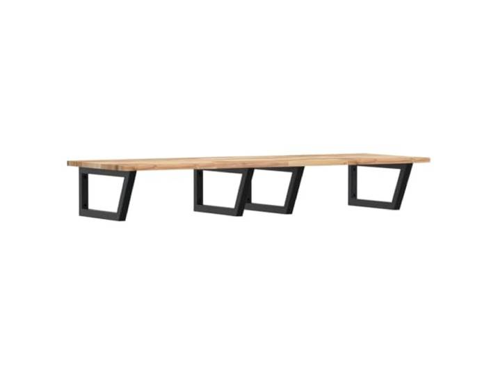 WEMYUFURN Waschbeckenregal Wandmontage Stahl und Akazienholz Schweberegal, Trapezform Halterung, Wand- oder Waschtischmontage, Stahl mit Akazienholz