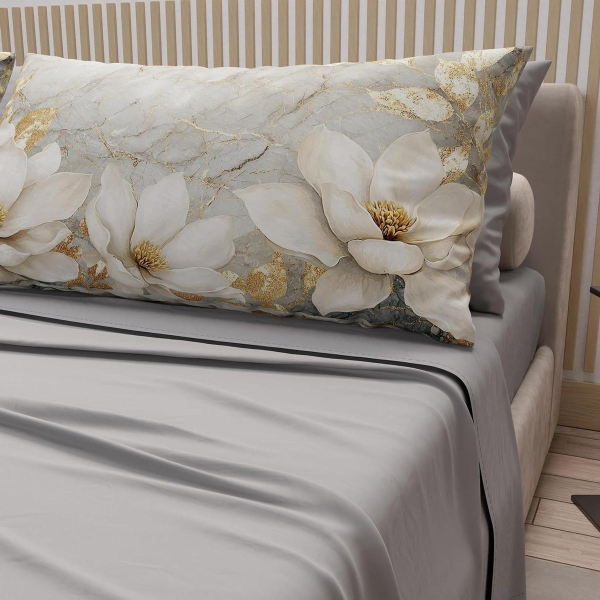 Lichtgrijze eenpersoons beddengoed set met laken en sloop van 100% Italiaans textiel