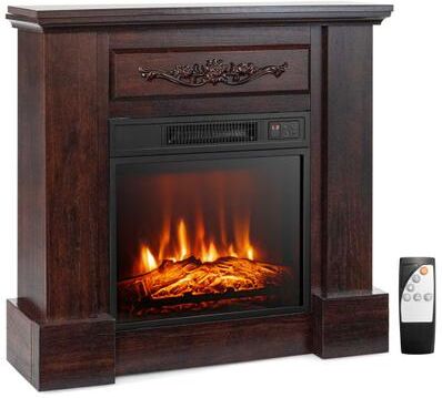 Costway 1400W TV Stand Electric Fireplace Mantel with Remote Control-Natural