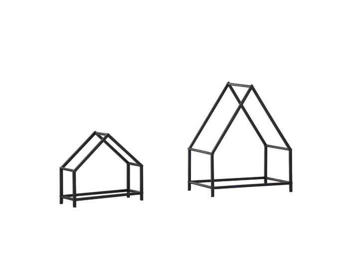 Kaminkorbset, Schwarz, Metall, Kleinmöbel, Kamine & Zubehör, Holzkörbe