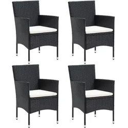 vidaXL Garten-Essstühle 4 Stk. Poly Rattan Schwarz