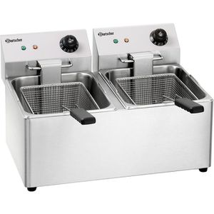 Bartscher Fritteuse SNACK IV, A162812E, XXL, 6500 Watt, Edelstahl, Doppel-Fritteuse, 2x 8 Liter