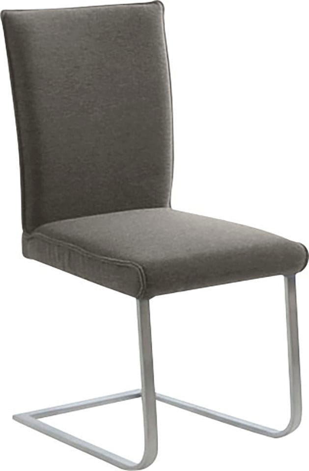 Freischwinger K+W KOMFORT & WOHNEN "Santos III", braun (schlamm 72, edelstahlfarbig), B:47cm H:99cm T:62cm, Stühle, Freischwinger, mit Sattlernaht, Gestell aus Edelstahl, hochwertiger Sitzkomfort schlamm 72, edelstahlfarbig B/H/T: 47cm x 99cm x 62cm, Flac