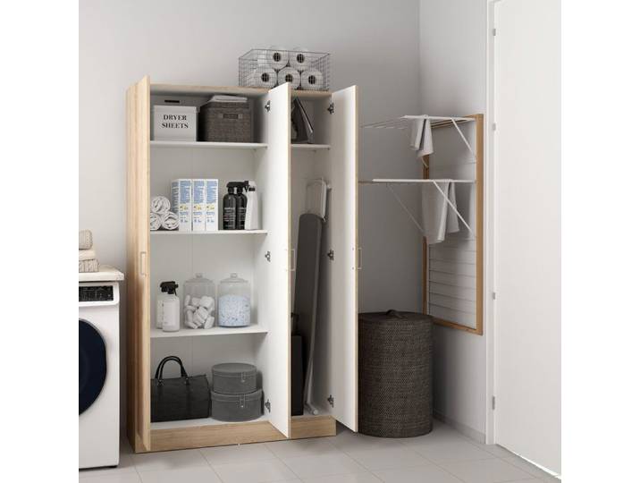 Armoire multi-usage grande Vado Dmora en bois mélaminé chêne brun 104x181h cm
