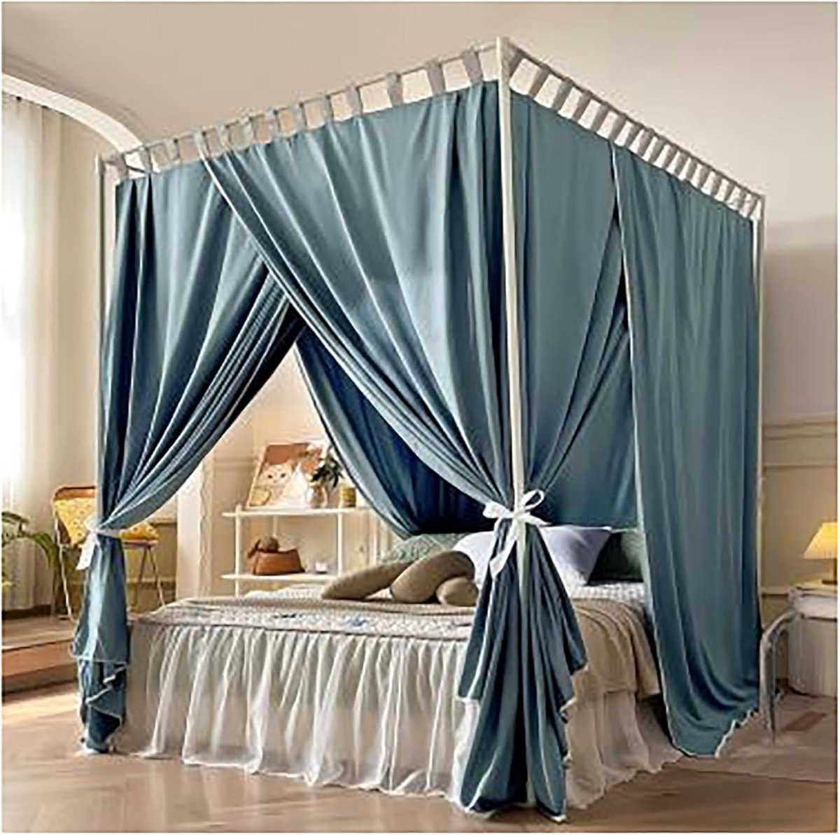 Hemelbed Luifel Gordijn voor Queen Size Bed - Groen