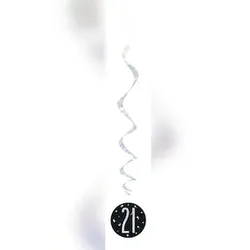 6 Swirl Girlanden schwarz & silber Zahl 21