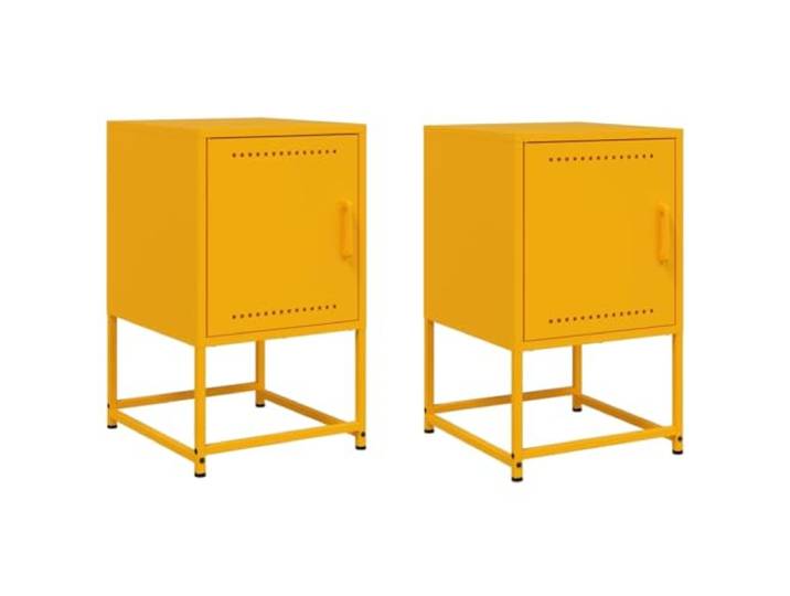 KDVXBCQJH 2er Set Nachttische Stahl 36x39x60,5 cm Senfgelb Robuste Ablage für das Schlafzimmer, sorgt für griffbereite Ordnung neben dem Bett und lässt sich mühelos reinigen.