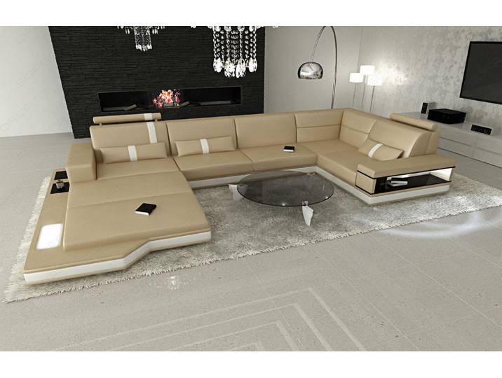 Sofa Messana U-Form in Leder
