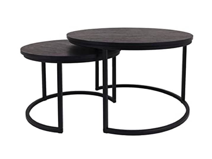 MaximaVida Set runde Couchtische Chicago schwarz – Kiefernholz Klasse A