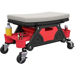 HOMCOM Werkstatthocker mit Rollen Ablagefläche 35cm hoch Rollhocker bis 135 kg