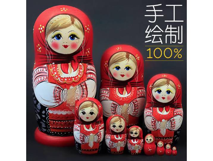 Poupée matryoshka peinte à la main, 10 couches, motif créatif glace et neige, souvenir de voyage, cadeau du Nouvel An et du Festival du Printemps