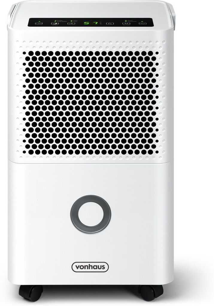 Vonhaus Dehumidifier 12l/day, 1.5l Water Tank White 43.4cm H X 25.6cm W X 20.3cm D