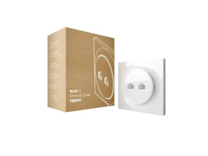 FIBARO Walli N Ethernet Outlet\, Prise Réseau Encastrée 2x RJ45 Cat.6 10 Gigabit\, FGWEEU-021