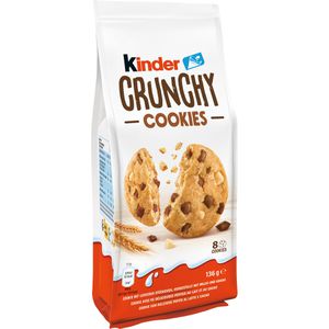 Kinder Kekse Crunchy Cookies mit Schokostückchen, weiße und Vollmilchschokolade, 136 g