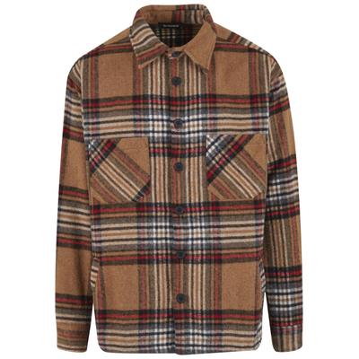 Flanellhemd 2Y PREMIUM "2Y Premium 2Y Premium Woven Shirt", Herren, Gr. S, braun (beige), 50% Wolle, 50% Polyester, kariert, oversize, amerikanischer Ausschnitt, Hemden